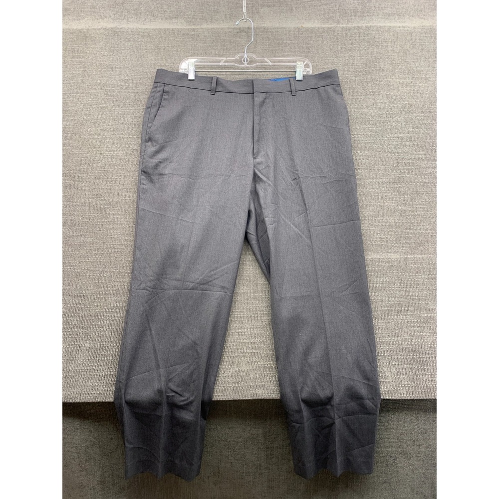 Mens Dress Pants 38x30 Charcoal Gray Rayon Straight Leg Office Wear Business